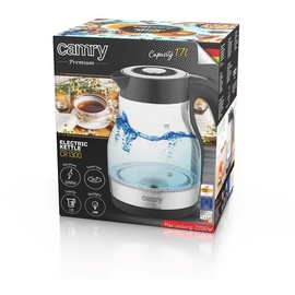 Camry CR 1300 Wasserkocher 1,7 l, blaue LED-Beleuchtung, 2200 W Leistung, Silber