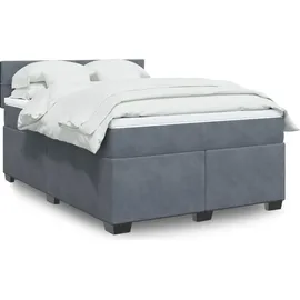 vidaXL Boxspringbett mit Matratze Dunkelgrau 140x200 cm Samt