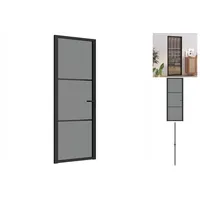 vidaXL Innentür 76x201,5 cm Schwarz ESG-Glas und Aluminium