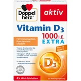 Doppelherz Vitamin D 1000 - Vitamin D als Beitrag zur normalen Funktion des Immunsystems, der Knochen & Muskelfunktion - 45 Mini-Tabletten