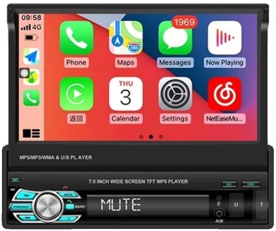 Autoradio, 7-Zoll-HD-Touchscreen, kompatibel mit Carplay, CarPlay mit 12 LED