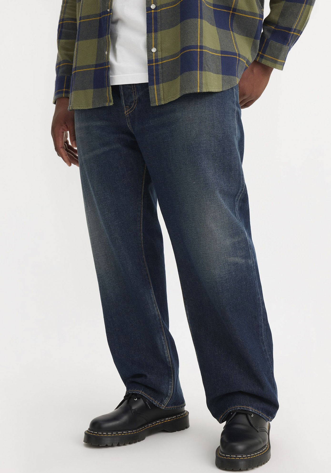 Straight-Jeans LEVI'S PLUS "501 LEVI'SORIGINAL B&T" Gr. 48, Länge 34, blau (low tides blue) Herren Jeans Straight Fit