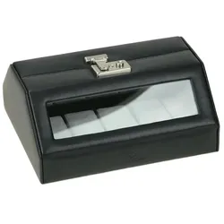 Windrose Nappa Uhrenkoffer aus Leder - schwarz