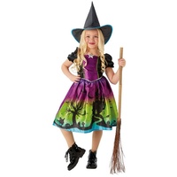 Rubie ́s Kostüm Schillernde Hexe, Süßes Hexenkleid mit schillerndem Farbverlauf und Scherenschnittmust lila 116