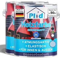 plid® Holzfarbe Holzlack Taubenblau Innen & Außen - Wetterschutzfarbe Taubenblau Holzfarbe Außen - Dauerhafte Holzschutzfarbe - Farbe für Holz - Lackfarbe Wetterfest - Made in Germany 5l