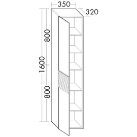 Burgbad Fiumo Hochschrank, 2 Türen, HSLZ035LF3956FOT52G0200,