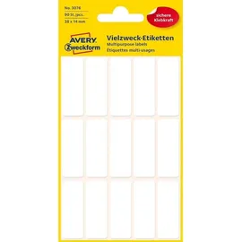 Avery Zweckform Haushaltsetiketten 3076 Weiß 38 x 14 mm 6 Blatt 90 St.