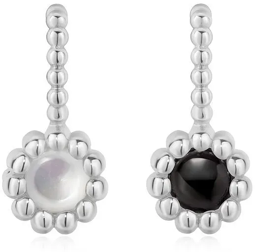 ANIA HAIE - NECKLACE CHARM - BLACK ONYX AND MOTHER OF PEARL - silber