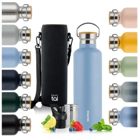 Blumtal Thermosflasche 500ml - doppelwandige Trinkflasche Edelstahl 500ml - Isolierflasche 500ml BPA frei - Edelstahl Trinkflasche 500ml - Teeflasche - Trinkflasche Thermo - Sportflasche - Grey Blue