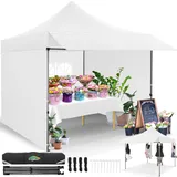 COBIZI Pavillon 3x3 Wasserdicht Stabil Winterfest mit Markisen und Seitenwänden, Faltpavillon 3x3 UV Schutz 50+ Popup Pavillon Faltbar Partyzelt für Garten, Camping and Market, Weiß