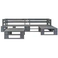 vidaXL Garten-Sofagarnitur 4-tlg. Grau