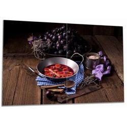 Wallario Herd-Abdeckplatte Frisches Pflaumenkompott mit Gewüzen, ESG-Sicherheitsglas, (Glasplatte, 2 tlg., inkl. 5mm Noppen), verschiedene Größen braun 80 cm x 52 cm
