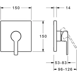 Hansa HANSARONDA Duscharmatur Einhandmischer eckig für 1 Verbraucher Chrom 83869583