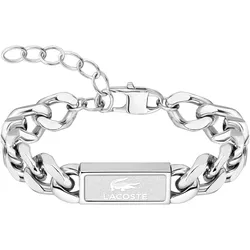 Panzerarmband LACOSTE "BACKHAND, 2040439, 2040440, 2040441", silber (edelstahlfarben), Armbänder, Herren, Edelstahl