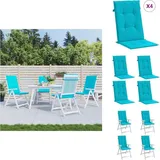 Hochlehner-Auflagen 4 Stk. Türkis Stoff - Hochlehner Auflagen - Gartenstuhlkissen - Outdoor Kissen - Sitzkissen - Balkon Deko