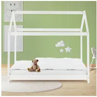 ML-Design Kinderbett mit Dach und Lattenrost 80x160 cm Weiß aus Kiefernholz ML-Design