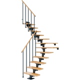 DOLLE Mittelholmtreppe Cork (Breite: 79 cm, 1/4-gewendelt, Anthrazitgrau, Farbe Stufen: Buche, Natur, Geschosshöhe: 259 – 315 cm)