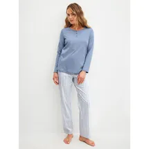 CALIDA Schlafanzug Striped Dreams Blau 40/42