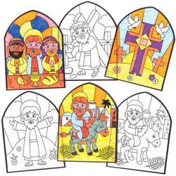 Karwoche Fensterdekorationen zum Ausmalen  (pro Set 18) Bastelaktivitäten zu Ostern
