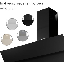 Wiggo Dunstabzugshaube 90cm kopffrei I Abluft Umluft Dunstabzug 615m3/h - Touch-Display 4 Stufen I Energieeffizienzklasse B Schräghaube ... - Schwarz