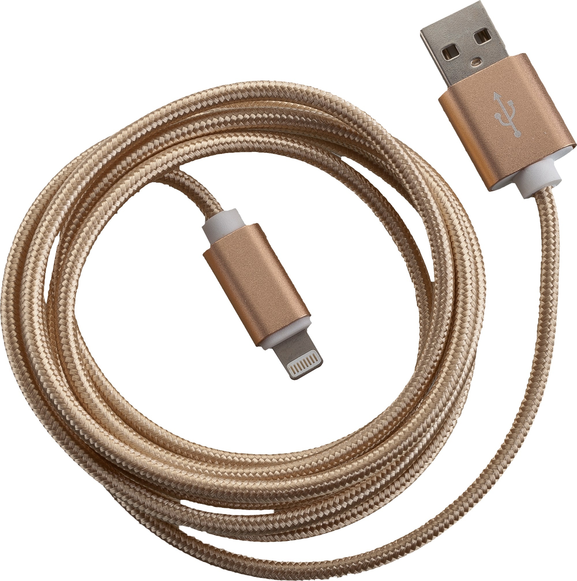 Peter Jäckel FASHION 1,5m USB Data Cable Gold für Apple Lightning mit Sync- und Ladefunktion (1.50 m, USB 2.0), USB Kabel