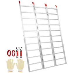 VEVOR Aluminiumrampen, Dreifach Faltbare Rampe mit Lastgurten, 700 kg Klappbare Laderampe für Motorräder, Traktoren, ATV/UTV, Lkws, Rasenmäher, Schneefräsen, 1956 x 1379 x 38 mm 1 Stk.