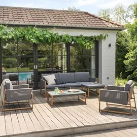 Oviala Gartenmöbelset mit 5 Sitzplätzen aus grauem Aluminium