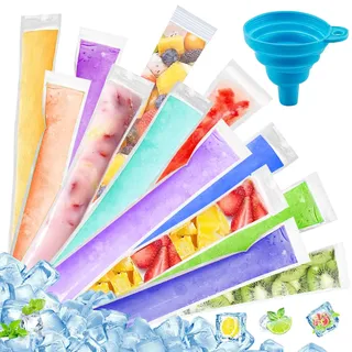 300 Stück Wassereis Tüten mit 1 Trichter, Popsicle Taschen Popsicle Formen Beutel, BPA-frei, Wassereistüte Popsicle Pouches für Joghurt Eisbonbons Eiscreme Gastgeschenke