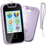 PTHTECHUS Kinderkamera Spielzeug Handy für Mädchen Jungen - Touchscreen MP3-Player mit Flip Kamera, Habit Tracker, Spiele, Alphabet, pädagogische Lernen Geburtstagsgeschenke für 3-12 (Lila)