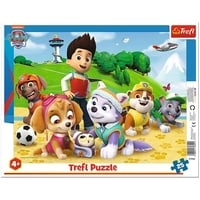 Trefl Trefl, Puzzle, Rahmenpuzzle mit Unterlage, 25 Teile, Paw Patrol auf der Rennstrecke, für Kinder ab 4 Jahren