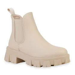 Damen Plateau Boots in Beige