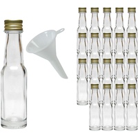 mikken 20 Mini Glasflaschen 20 ml mit Schraubverschluss inkl. Trichter