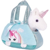 BRUBAKER Einhorn Weiß - 20 cm - Plüschtier in Handtasche - Stofftier Kuscheltier - Mint Blau