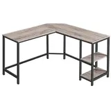 VASAGLE Schreibtisch greige L-Form, 8-Fuß-Gestell schwarz 88,0 / 138,0 x 49,0 cm
