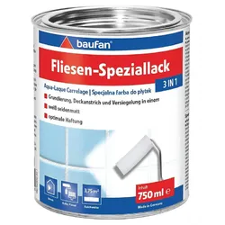 Baufan Fliesen-Speziallack 3 in 1, Grundierung 750 ml, seidenmatt weiß, Deckanstrich & Versiegelung