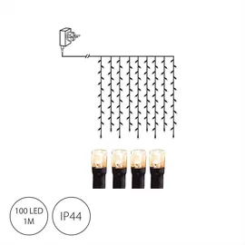 StarTrading LED Lichtervorhang Eisregen - Icicle - 1x1m - 100 warmweiße LED - mit Außentrafo