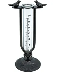 Haushalt International Regenmesser aus Glas mit Standfuß mit 2 Vögel 57313