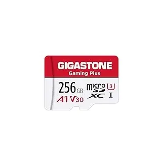 Gigastone 256GB Micro SDXC-Speicherkarte, Gaming Plus Serie, Lesegeschwindigkeit bis zu 100 MB/s, kompatibel mit Switch Dashcam GoPro Canon, Nikon, DJI Drone, A1 U3 V30 mit SD-Adapter