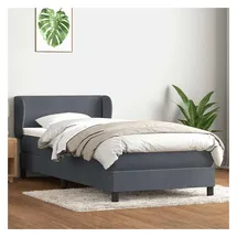 vidaXL Boxspringbett mit Matratze Dunkelgrau 140x200 cm Samt