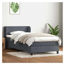 vidaXL Boxspringbett mit Matratze Dunkelgrau 140x200 cm Samt