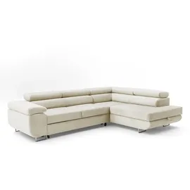 muffo Ecksofa WILD L Rechts mit Schlaffunktion 127x195 Velours Beige - Beige