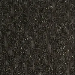 Ambiente 15 Servietten Papier 33x33cm 3-lagig - Einweg Papierservietten mit Ornamenten geprägt Hochzeit Dinner Gastronomie Party Hochzeitsservietten Schwarz