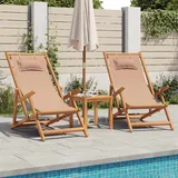 Teenpull – Strandstühle 2 Stk. Klappbar Taupe Stoff Und Massivholz