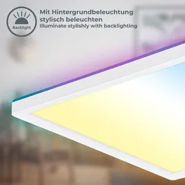 B.K.Licht - LED Deckenlampe flach mit Fernbedienung, RGBIC Backlight, CCT Lichtfläche, Dimmbar, Lampe, Deckenleuchte, Wohnzimmerlampe, LED Panel, Kinderzimmer, Decke, 58x20x2,5 cm, Weiß