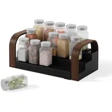 Umbra Bellwood Dreistufiges Gewürzregal, Erweiterbarer Küchen Organizer, Wood, Schwarz/Walnuss, 16 cm