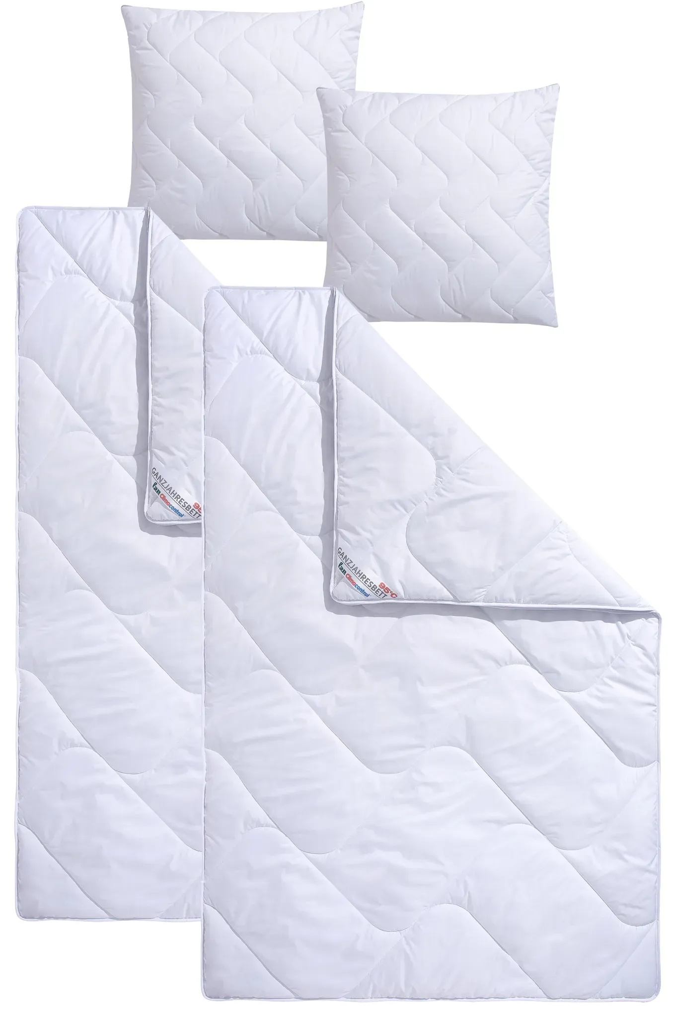 Microfaserbettdecke + Microfaserkissen FAN "Climacontrol II", weiß, B/L: 135cm x 200cm Anzahl Teile 2, B/L: 80cm x 80cm Anzahl Teile 2, Bezug: Kunstfaser Füllung: Kunstfaser, warm, Bezug: 100% Polyester. Füllung: 100% Polyester, Bettwaren-Sets, optimierte Klimafunktion durch Lüftungsband