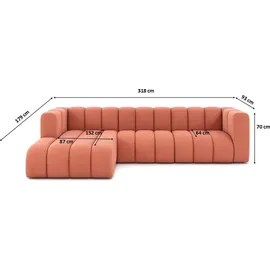 kaiser möbel Ecksofa L-Form GRAND 318 cm, stoff Salvador, Rosa, Links - Rosa