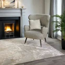 Kadima Design Designerteppich Glanzfaser Modernes Marmordesign  160x230cm  Gold-Grau-Beige-Champagner  Langlebig  COMO-Nesso Kollektion
