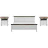 Feldmann-Wohnen Schlafzimmer-Set, Weiß, Braun, Holz, 4 Schubladen, Rechteckig, 160x200 cm, Schlafzimmer, Betten