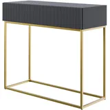 Selsey Konsolentisch Mit Schublade Beistelltisch 90 cm Eingangstisch Konsole Schminktisch Veldio Schwarz Goldene Beine